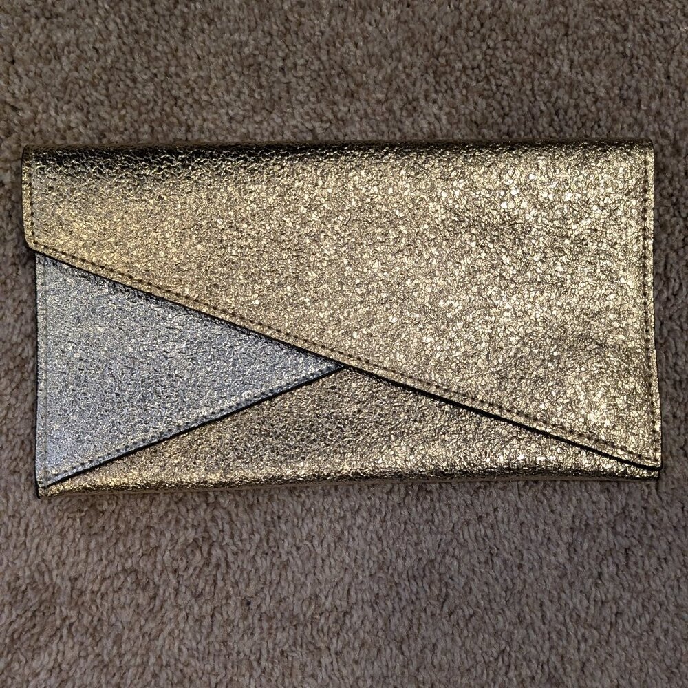 Estée Lauder Clutch Evening Bag Gold Silver Magnet Closure